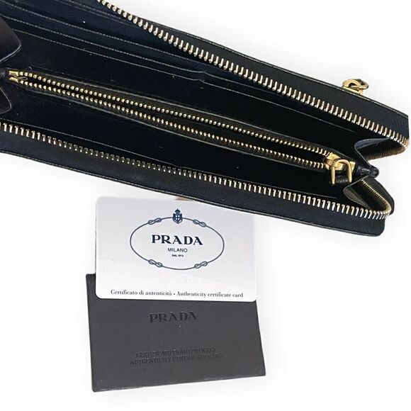 Prada Saffiano Metal Zip Around Wallet in Black (Nero) - Picture 10 of 13